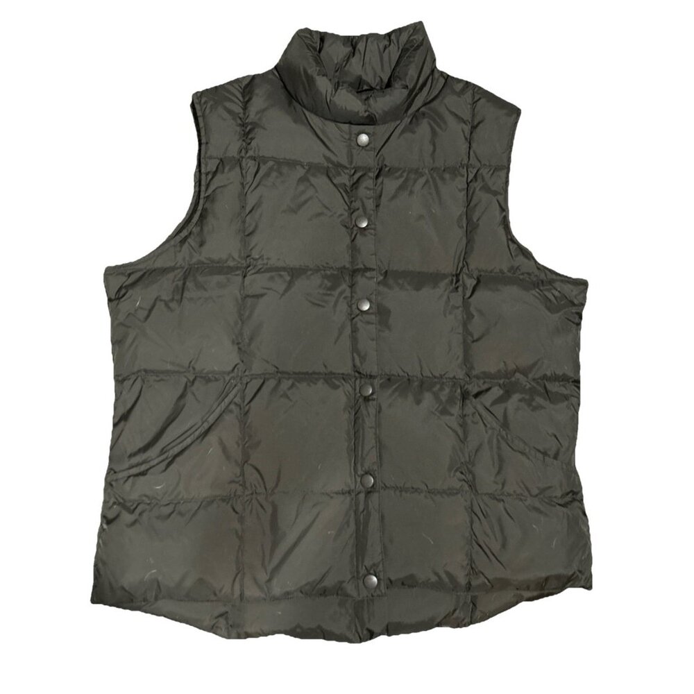 Lands End Down Puffer Vest Kids Large 14-16 Black EUC - Picture 2 of 7